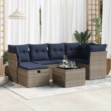 Gossi set canapele de gradina, 7 piese, cu perne, gri, poliratan