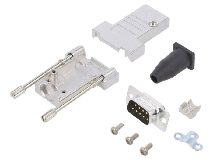 Conector D-Sub 9 pini tată, ecranat, alb