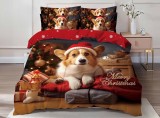 Lenjerie Pat De Craciun Grandy Cr031, Bumbac, 6 Piese, Fara Elastic, Imprimeu