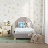 vidaXL Cadru de pat pentru copii cu spătar Gri deschis 70 x 140 cm 42011026