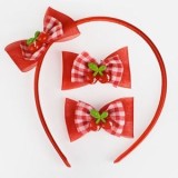 Set Bentita si Clame de Par cu Model Cirese pentru Copii, Rosu, Textil, CMCLASS
