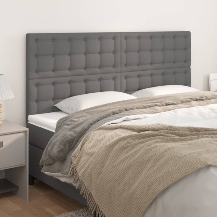vidaXL Tăblii de pat, 4 buc, gri, 100x5x78/88 cm, piele ecologică 3116444