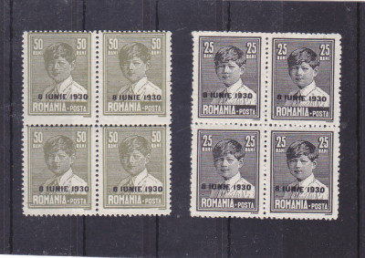 ROMANIA 1930 LP 83 F - 83 S MIHAI I SUPRATIPAR 8 IUNIE 1930 BLOCURI DE 4 MNH 2 foto