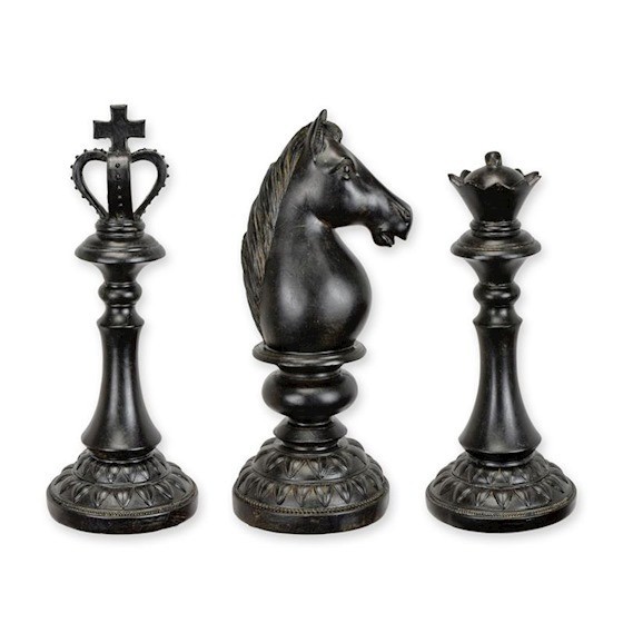Set trei piese sah negre din rasini JA-54