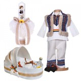 Set botez popular baiat, trusou botez landou, lumanare si costum national,