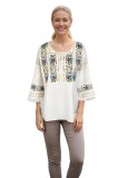Bluza dama RS25 alb/galben , marimea M, Casual, Bumbac