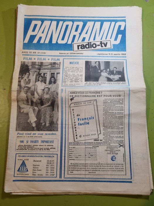 panoramic radio tv 9 - 15 martie 1992