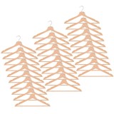 Set de 30 umerase din lemn cu carlig cromat rotativ, forma ergonomica, 43x21 cm, maro natur Household NewTrend