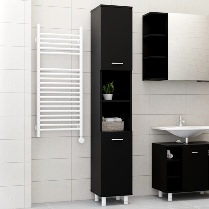 vidaXL Dulap de baie, negru, 30x30x179 cm, lemn prelucrat 802625