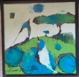 Cumpara ieftin Tablou Ammar Alnahas, Peisaj la Tescani, ulei pe panza, 25 x 25 cm, Natura, Abstract
