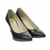 Cumpara ieftin OFERTA MARIMEA 39 - Pantofi stiletto dama, negri, din piele naturala box , toc 8 cm - LNA63N