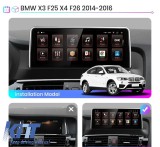 Navigatie Dedicata BMW X3 F25 X4 F26 (2011-2017), 10.25 Inch, 4Gb Ram, 64Gb Stocare, Carplay Performance AutoTuning