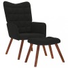 VidaXL Scaun de relaxare cu taburet, negru, catifea