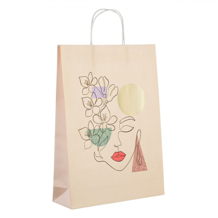 Sacosa Cadou Abstract, Model Chip Femeie, Somon, 33x10x45cm