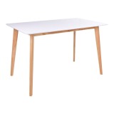 Masă de dining Vojens 120x70 cm alb-natur