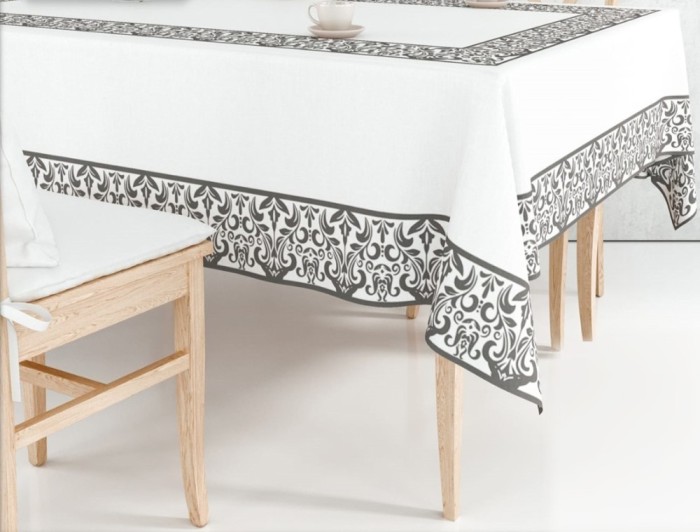 Față de masă Policotton, model cu imprimeu digital 150x200cm, Grey Border