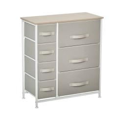 HOMCOM Comodă, Bufet, 7 sertare pliabile din material textil, Structură metalică, 63,5 x 30 x 71 cm, Gri deschis | Aosom Romania