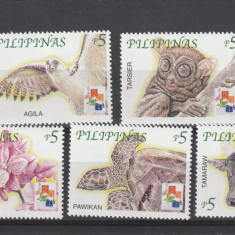 Filipine 2001-Fauna,,serie 5 valori,dantelate,MNH,Mi.3229-3233