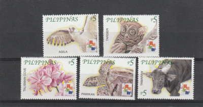 Filipine 2001-Fauna,,serie 5 valori,dantelate,MNH,Mi.3229-3233 foto
