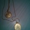 lantisor dublu cu 2 pandantive tip monezi vintage aurii,super,finut