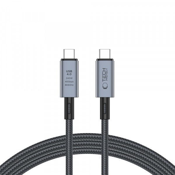 Cablu Date si Incarcare USB-C - USB-C Tech-Protect Ultraboost Max, 240W, 2m, Gri