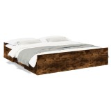 Cumpara ieftin Cadru de pat cu sertare stejar fumuriu 200x200cm lemn prelucrat