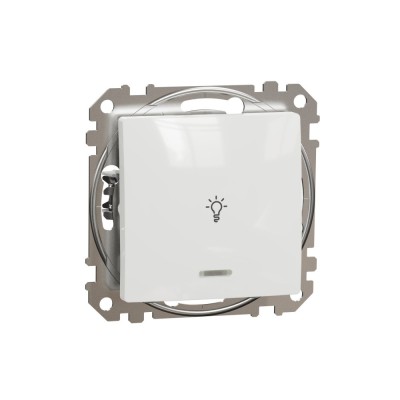 Intrerupator revenire simbol lumina cu led albastru Schneider Sedna alb SDD111132L foto