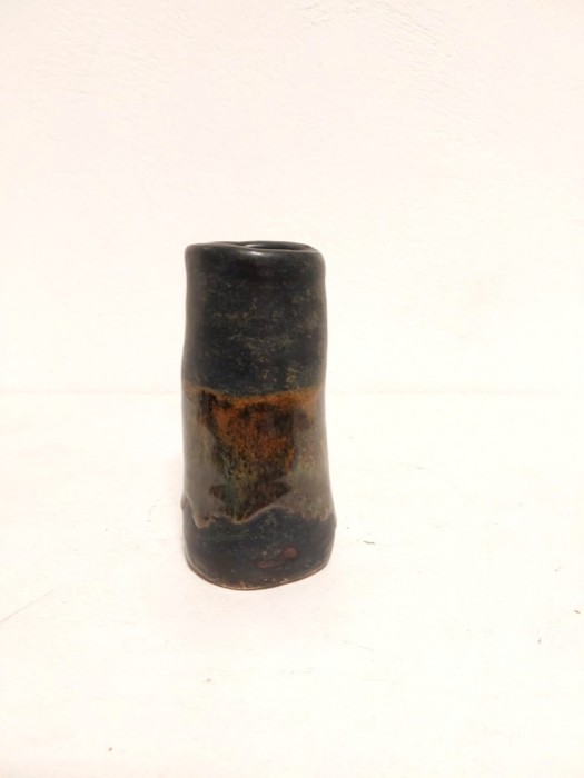 Vaza ceramica gresie, lucata manual Studio Art, artist made, 12cm inaltime x 5.5cm diametru