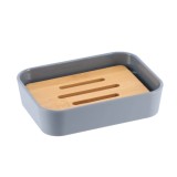 Cumpara ieftin Săpuniera Plastic / Bambus Dreptunghi &ndash; Gri