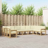 vidaXL Set de canapele de exterior cu pernă 10 pcs Alb și crem 3388279