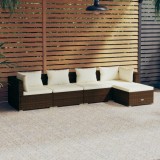 Gossi set mobilier de gradina cu perne, 5 piese, maro, poliratan