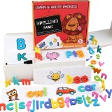 Alfabet din Lemn cu Imagini Leziter, Joc Educativ pentru Invata Engleza, Litere si Cuvinte