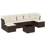 Cumpara ieftin Set canapele de gradina cu perne, 8 piese, maro, poliratan