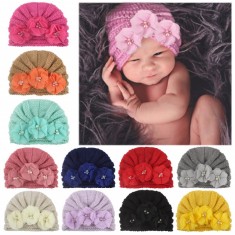 Caciulita tip turban cu floricele (Marime Disponibila: 3-6 luni (Marimea 18