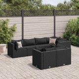 vidaXL Set mobilier de grădină cu perne, 7 piese, negru, poliratan