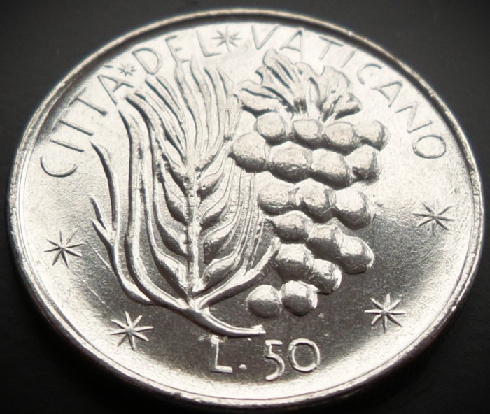 Moneda 50 LIRE - VATICAN, anul 1977 * cod 1827 = Papa Paul VI -lea