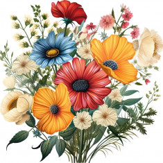 Sticker decorativ, Flori Salbatice, Galben, 60 cm, 1319STK-6