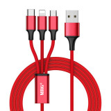 Cablu date si incarcare MRG M-533, 3 in 1, MicroUSB, Lightning, Type-C, Rosu C533, Other