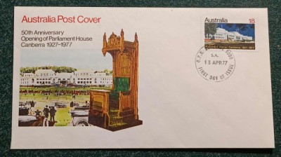 Australia 1977 - 50-a aniversare a Palatului Parlamentului, FDC foto