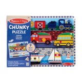 Puzzle din lemn, Melissa &amp; Doug, Vehicule, 9 piese
