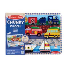Puzzle din lemn, Melissa &amp; Doug, Vehicule, 9 piese