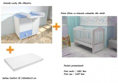 Set mobilier camera bebelusi MyKids Lucky cu patut, comoda si saltea