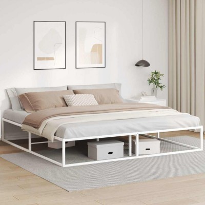vidaXL Cadru pat fără saltea alb 200x200 cm metal 4017428 foto