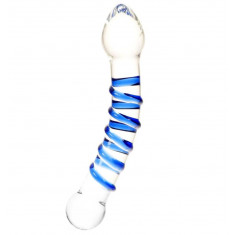 Dildo Dublu Double Spiral, Sticla Premium, Transparent, 21 cm, Passion Labs, Glass Series