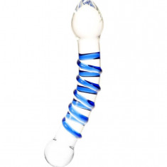 Dildo Dublu Double Spiral, Sticla Premium, Transparent, 21 cm, Passion Labs, Glass Series