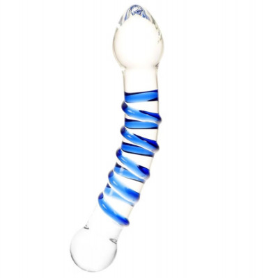 Dildo Dublu Double Spiral, Sticla Premium, Transparent, 21 cm, Passion Labs, Glass Series foto