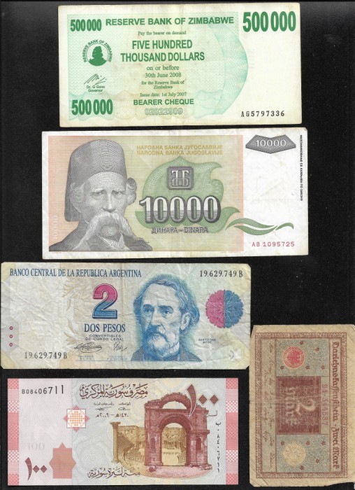 Set 5 bancnote de prin lume adunate (cele din imagini) #409
