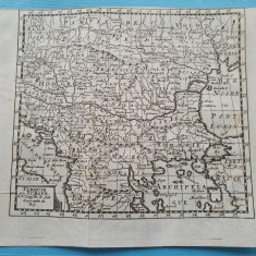 Harta SE Europei, cu reprezentarea provinciilor romanesti, tiparita in 1743