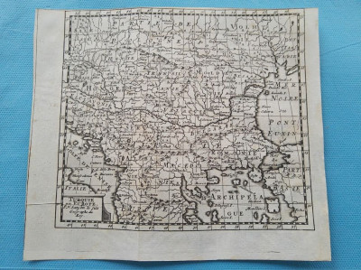 Harta SE Europei, cu reprezentarea provinciilor romanesti, tiparita in 1743 foto