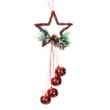 Ghirlandă Decorativă Crăciun, Stea, Tinsel, Clopoței Metalici, Roșu, 28cm, Oem